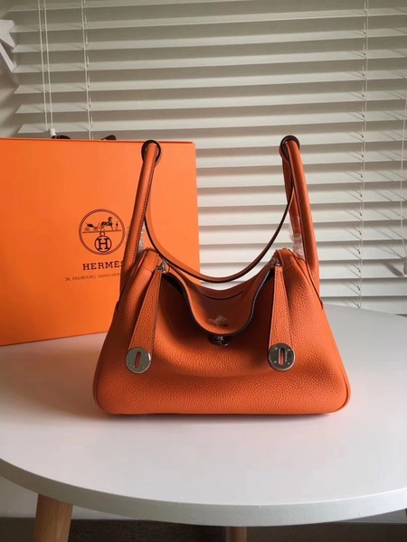 Hermes Lindy Original Togo Leather Bag 5086 Orange