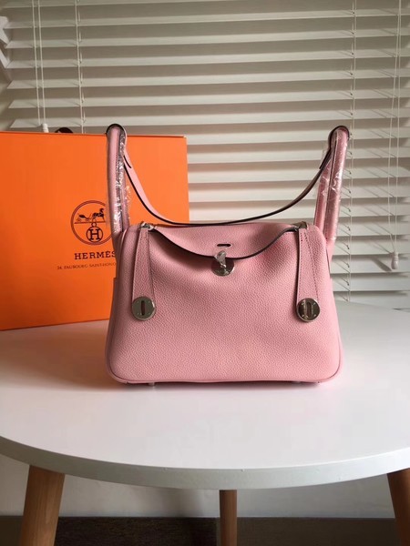 Hermes Lindy Original Togo Leather Bag 5086 Pink