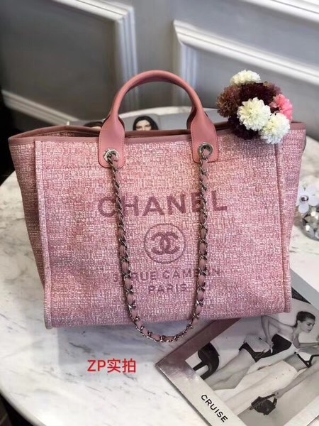 Chanel Original Canvas Leather Tote Shopping Bag 92298 Pink