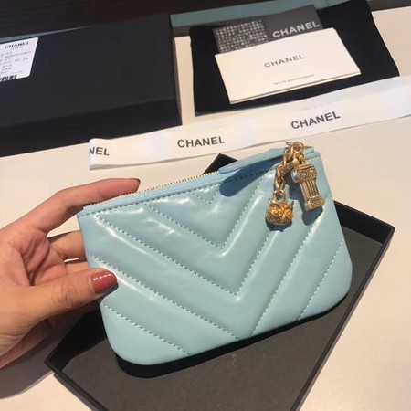 Chanel Sheepskin Leather Coin Purse 2214 sky blue