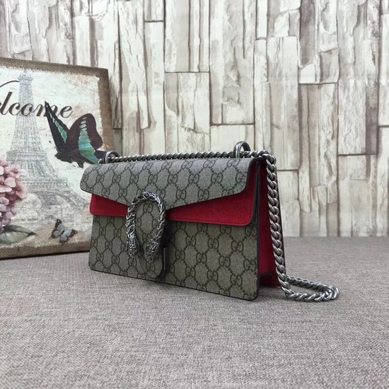 Gucci Medium Dionysus GG Canvas Shoulder Bag 499623 red