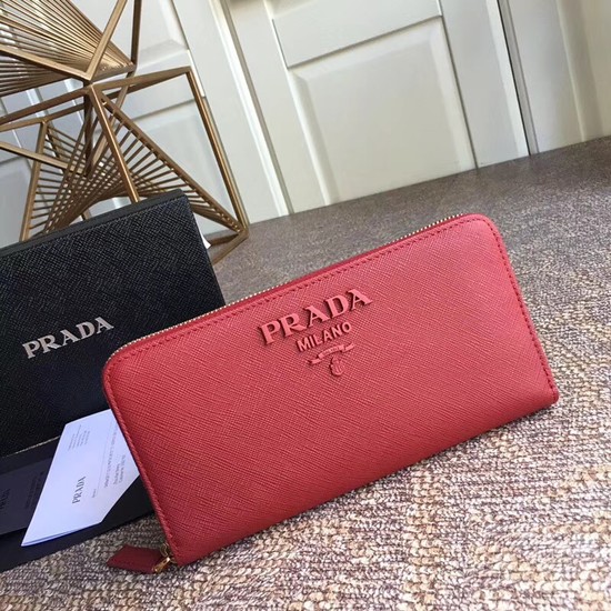 Prada Saffiano Leather Large Zippy Wallets 1MH317 red