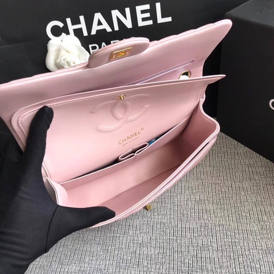 Chanel Classic original Sheepskin Leather Shoulder Bag 1112V pink gold chain