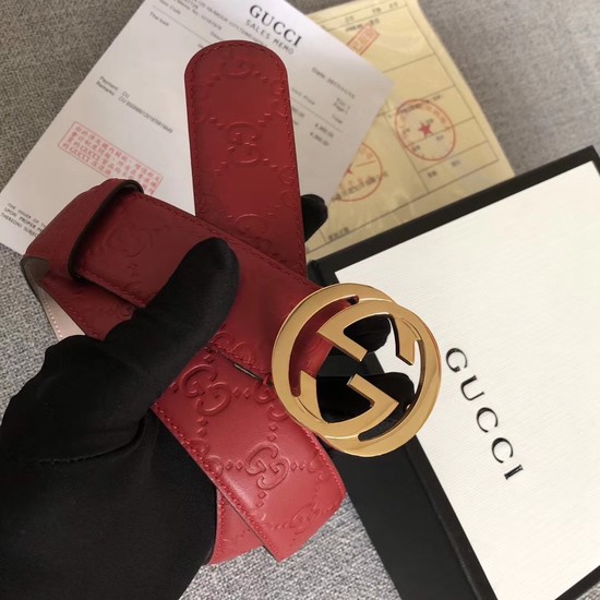 Gucci Signature leather belt 370543 red