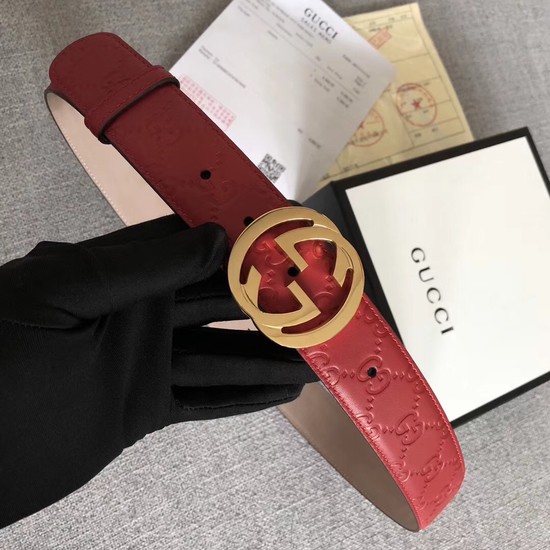 Gucci Signature leather belt 370543 red