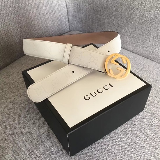 Gucci Signature leather belt 370543 white