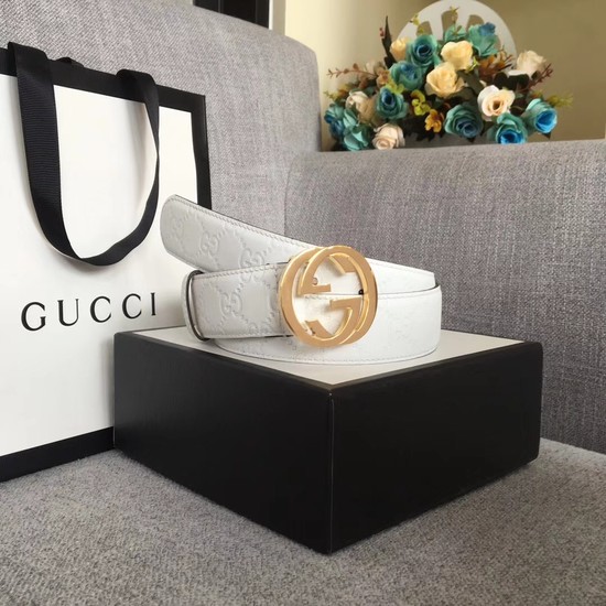 Gucci Signature leather belt 370543 white