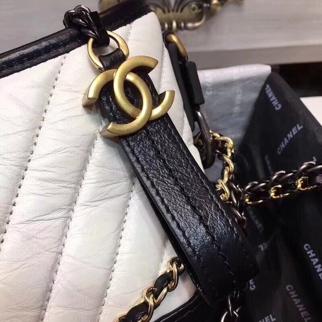 CHANEL GABRIELLE Original leather Hobo Bag A93841  white&black