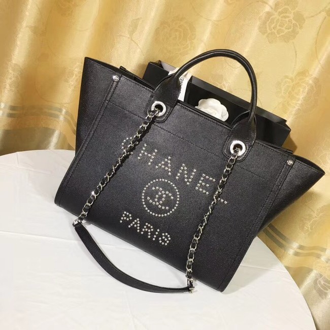 Chanel Original Caviar Leather Tote Shopping Bag 92565 black