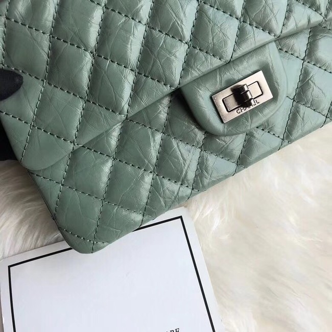 Chanel Flap Original Cowhide Leather 30225 green Silver chain