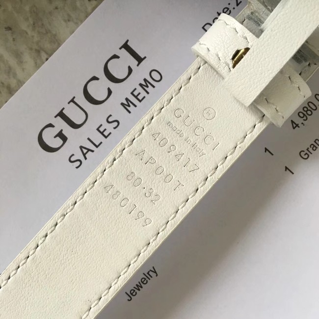 Gucci Leather belt with Double G buckle 409417 white