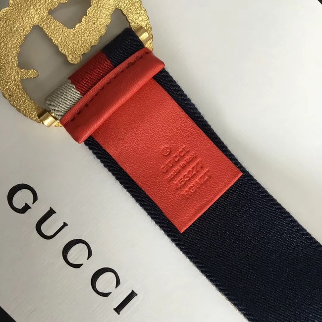 Gucci Web elastic belt with torchon Double G buckle 524101 red&white&blue