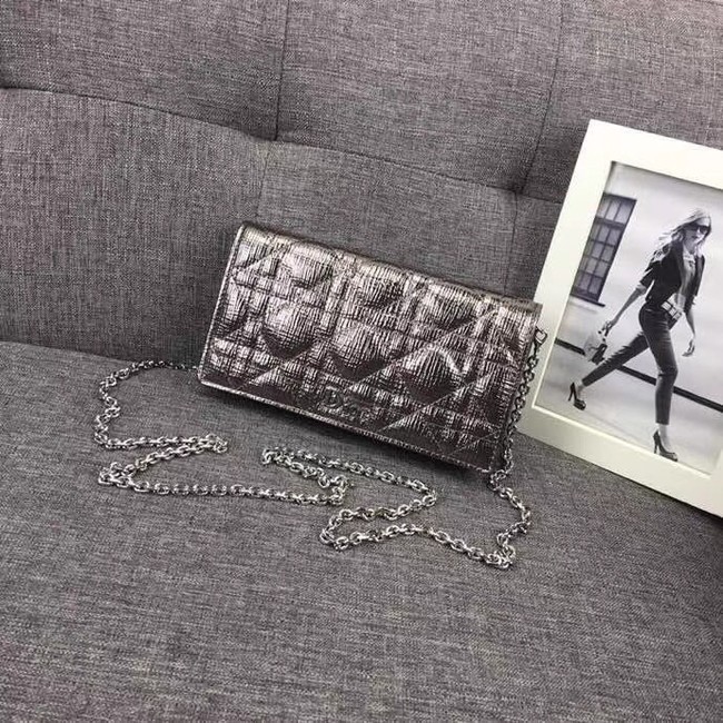 LADY DIOR CLUTCH CANNAGE LAMBSKIN S0204 Silver grey