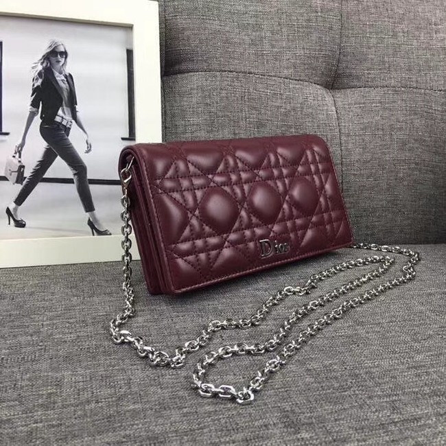 LADY DIOR CLUTCH CANNAGE LAMBSKIN S0204 fuchsia