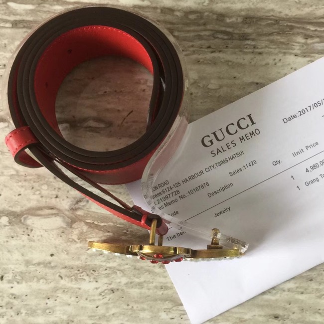 Gucci Queen Margaret leather belt 499637 red