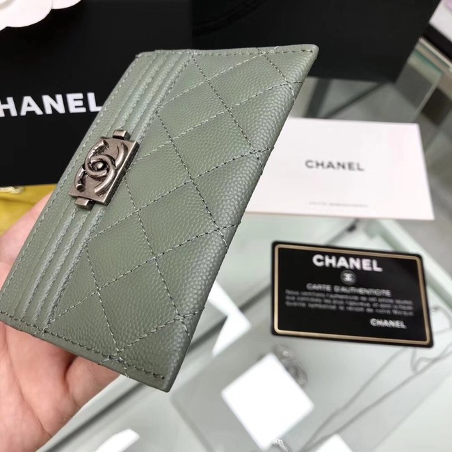 BOY CHANEL Card Holder A84431 green