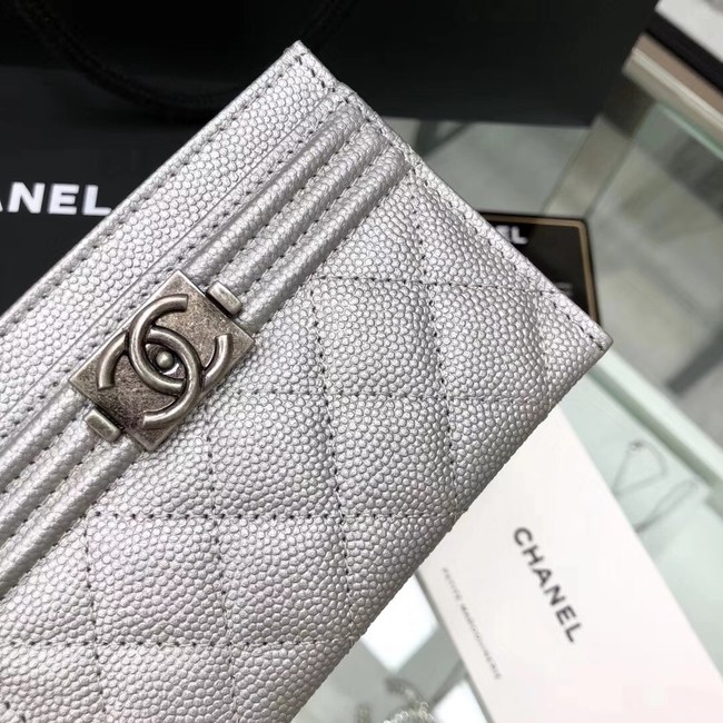 BOY CHANEL Card Holder A84431 silver