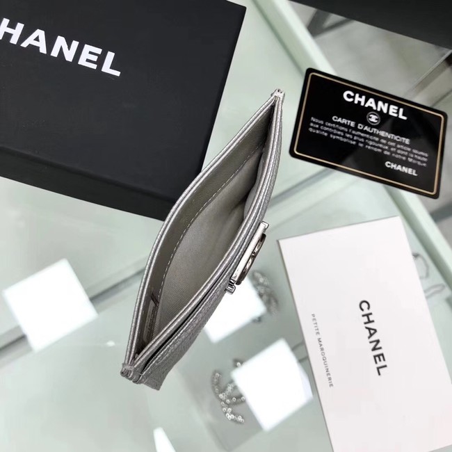 BOY CHANEL Card Holder A84431 silver