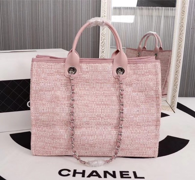 Chanel Canvas Tote Shopping Bag 8099 pink