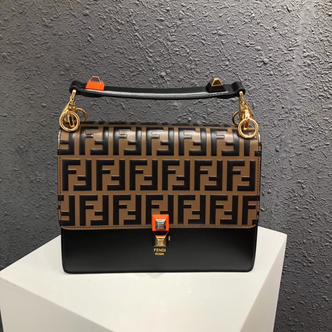 FENDI Kan I Leather Shoulder Bag 13137