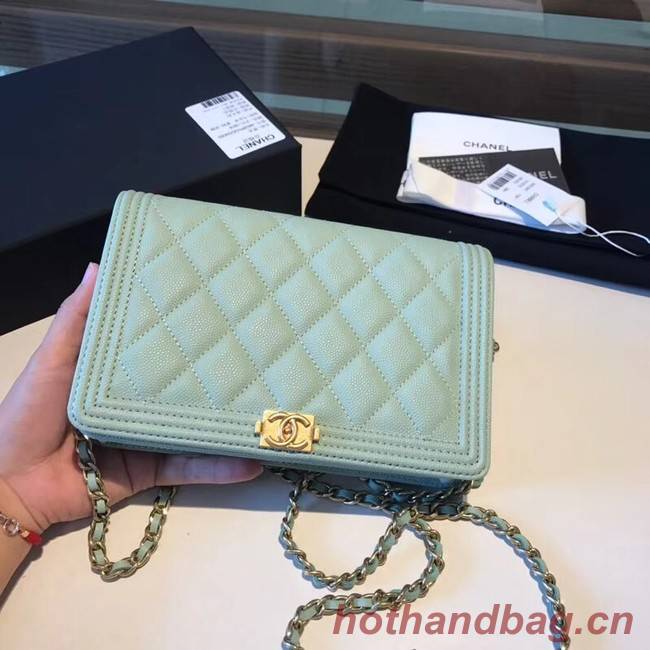 BOY CHANEL Original Wallet on Chain A80287 Light green