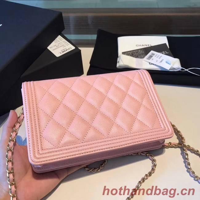 BOY CHANEL Original Wallet on Chain A80287 Pink