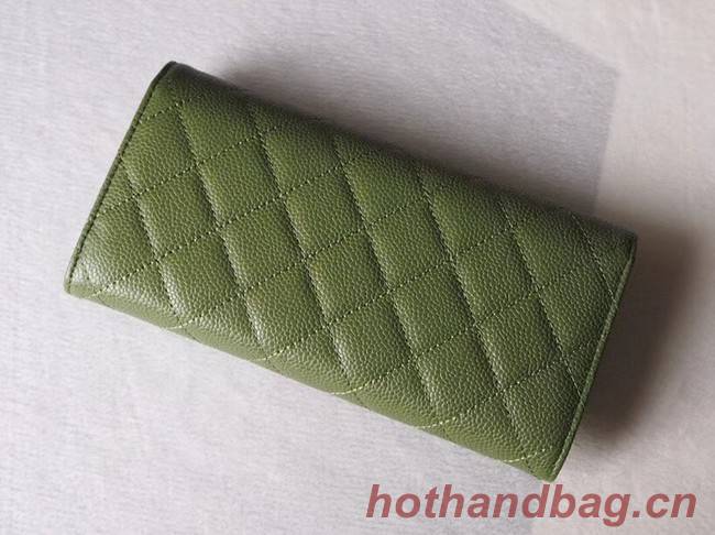 Chanel Classic Flap Wallet A31506 green Gold-Tone Metal