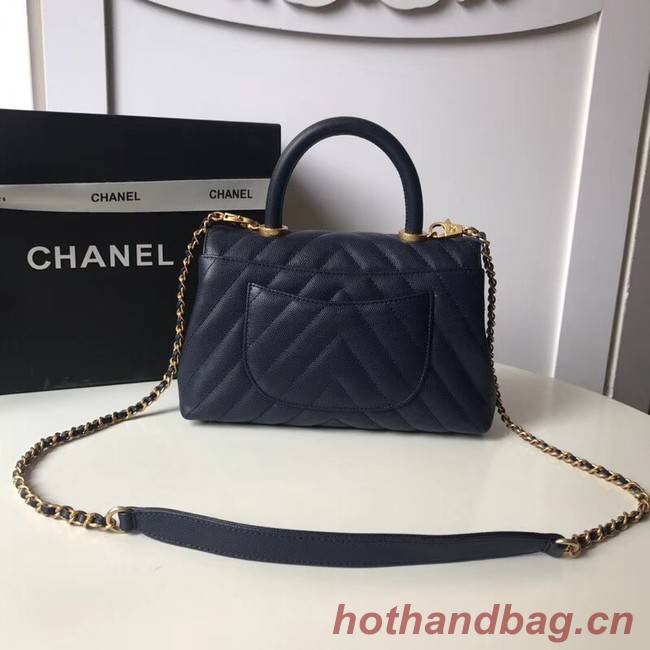 Chanel Small Flap Bag with Top Handle A92991 Dark blue