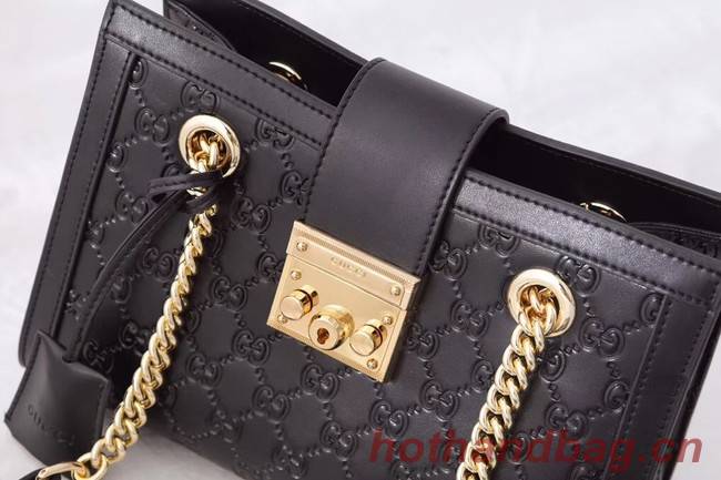 Gucci original leather Padlock shoulder bag 498156 black