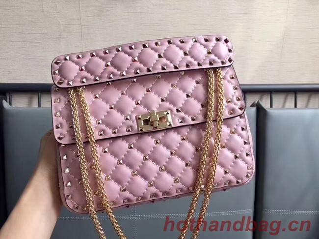 VALENTINO Rockstud medium leather shoulder bag 0123 pink