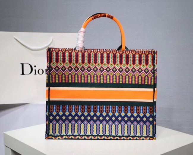 DIOR BOOK TOTE BAG IN MULTI-COLOURED EMBROIDERED CANVAS M1286 