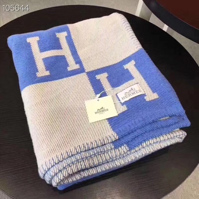 Hermes lambswool & cashmere & Blanket Shawl 71152 blue