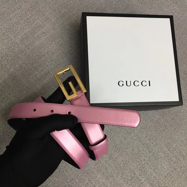 Gucci Leather belt with G buckle 523305 pink