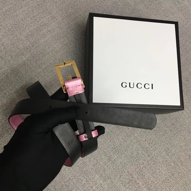 Gucci Leather belt with G buckle 523305 pink