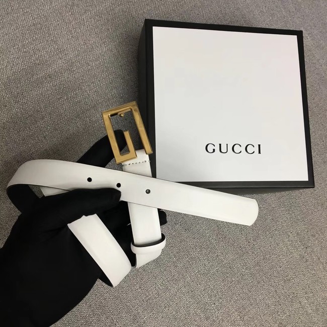 Gucci Leather belt with G buckle 523305 white