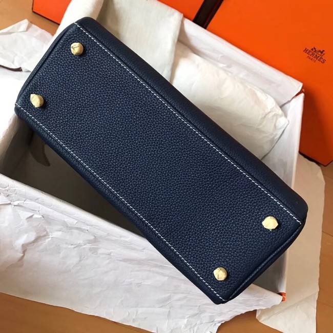 Hermes original Togo leather kelly bag KL320 dark blue