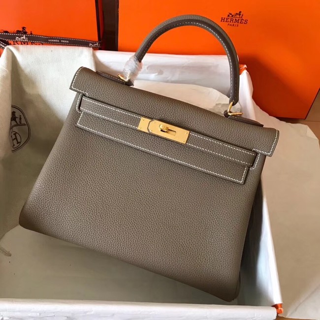 Hermes original Togo leather kelly bag KL320 dark grey