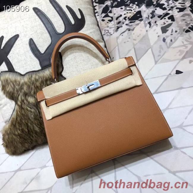 Hermes original Kelly Epsom Leather KL32 brown