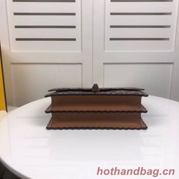 Fendi KAN I F leather bag 8BF053 Brown