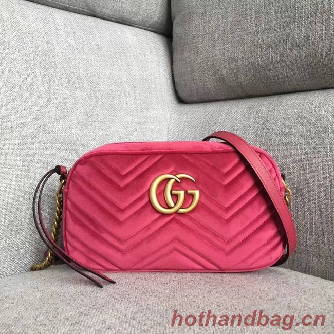 Gucci GG Marmont velvet small shoulder bag 447632 rose