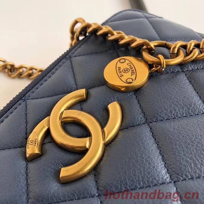 Chanel classic clutch with chain A94105 blue