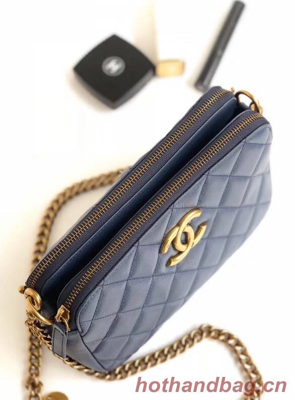 Chanel classic clutch with chain A94105 blue