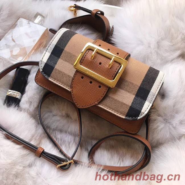 BURBERRY Hampshire vintage check leather cross-body bag 24581 brown