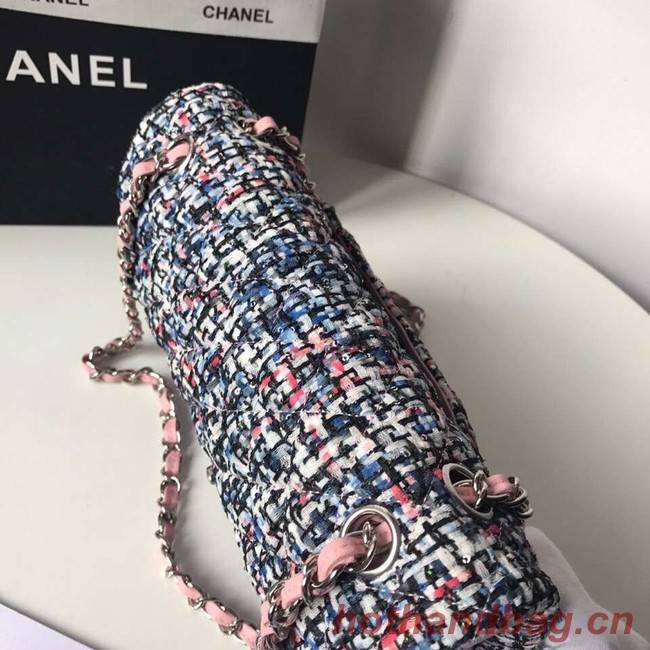 Chanel classic handbag Tweed Braid & Silver-Tone Metal A01112-1