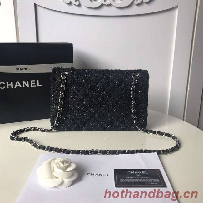 Chanel classic handbag Tweed Braid & Silver-Tone Metal A01112-2