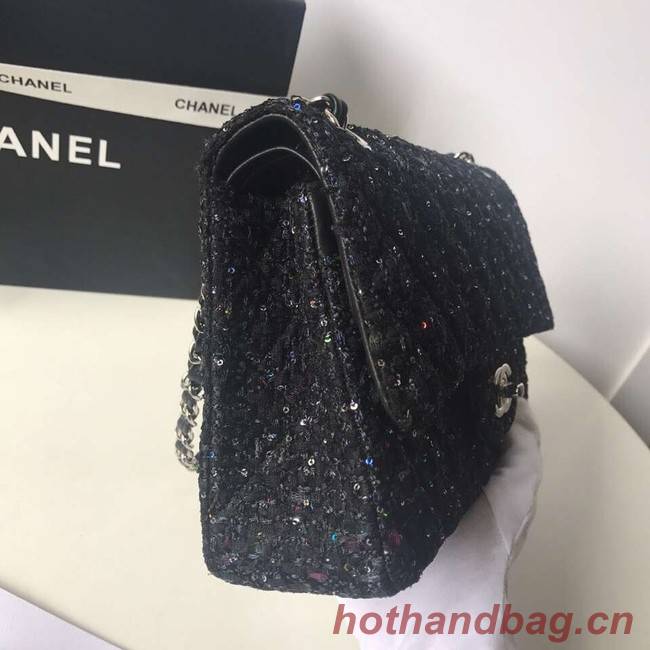 Chanel classic handbag Tweed Braid & Silver-Tone Metal A01112-2