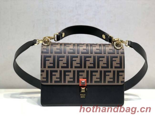 FENDI KAN I Black leather bag 8BT283A