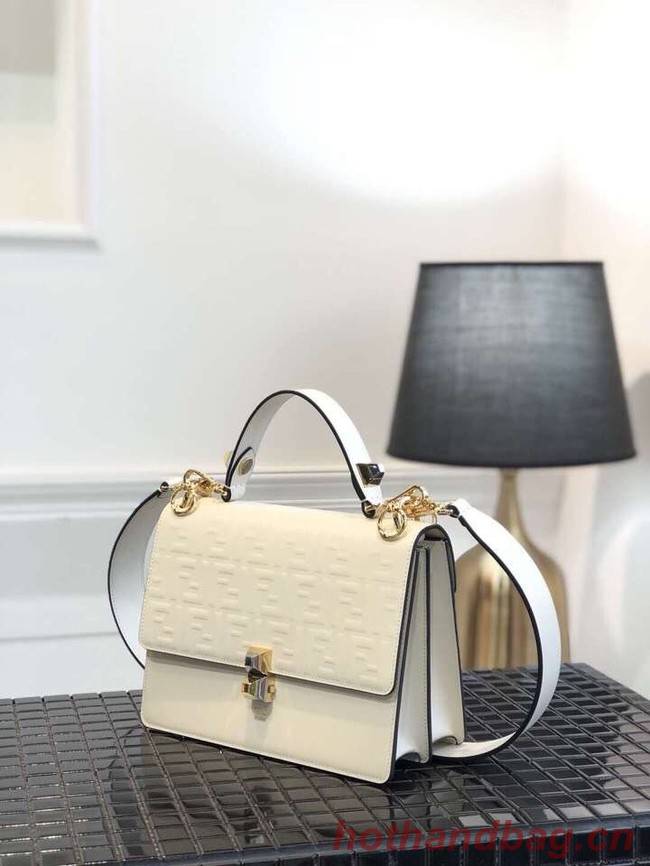 FENDI Kan I Leather Shoulder Bag 8BT283A white