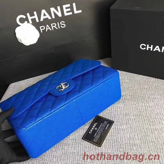 Chanel Jumbo Classic Cannage Pattern Flap Bag Original Leather A58600 Blue