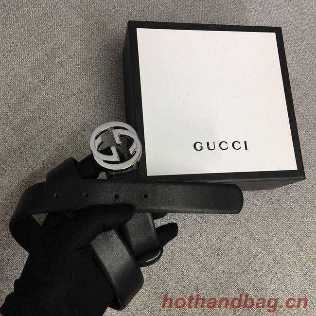 Gucci Leather belt with Double G buckle 406831 black